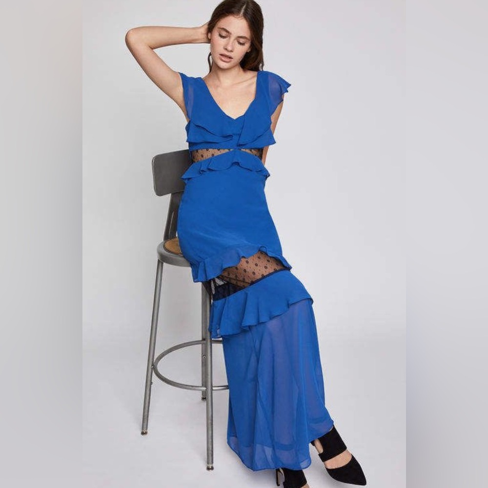 NWT BCBGeneration Lace-Inset Tiered Ruffled Maxi Dress - Size 2 - Picture 4 of 15